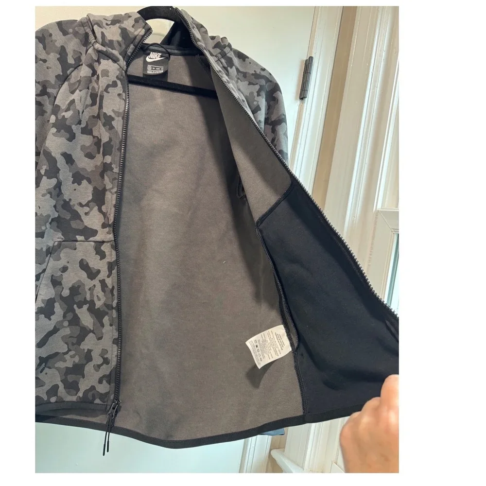 Nike Tech Camo Full Zip Hoodie Womens XS Grey Black Camouflage‎ Jacket